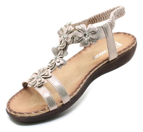 RIEKER V7573-90 gold, dámské sandály vel.37