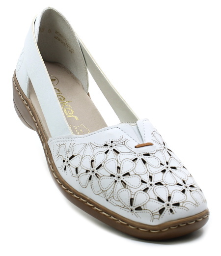 RIEKER 41356-80 white, dámské mokasíny