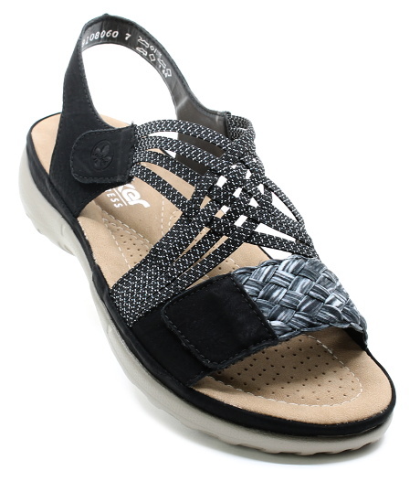 RIEKER 64889-00 black, dámské sandály vel.40