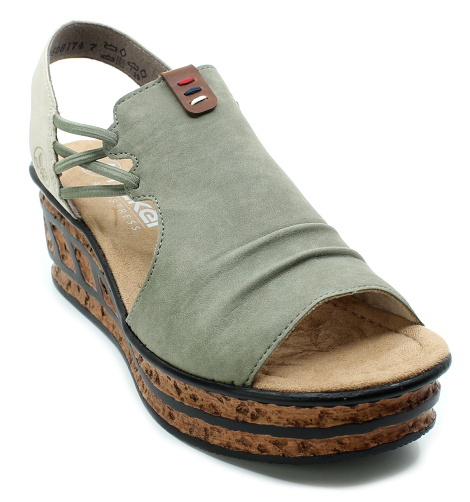 RIEKER 68175-52 green, dámské sandály vel.38