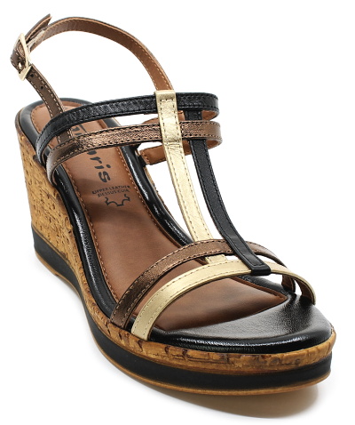 TAMARIS 1-28302-44 098 black comb, dámské sandály 