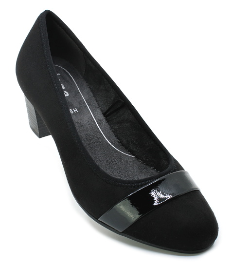 JANA 8-22467-42 009 black/black patent, dámské lodičky vel.40