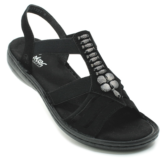 RIEKER 60806-00 black, dámské sandály vel.41