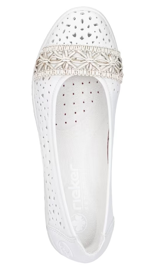 RIEKER L3062-80 white, dámské baleríny