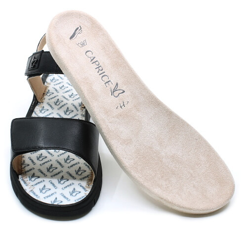 CAPRICE 9-28701-42 black/blk sole, dámské sandály vel.39