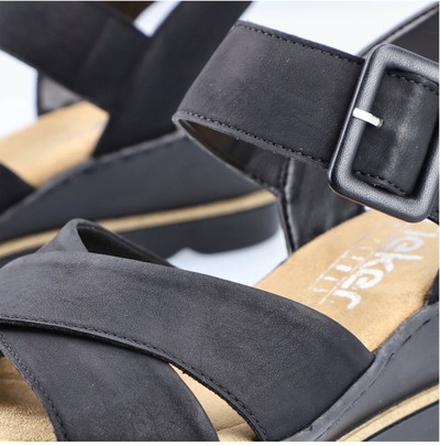 RIEKER 67463-00 black, dámské sandály vel.39