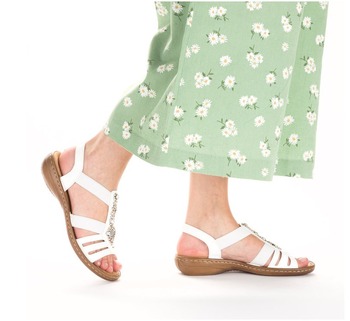 RIEKER 60839-80 white, dámské sandály