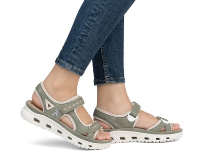 RIEKER 64066-52 green combi, dámské sandály