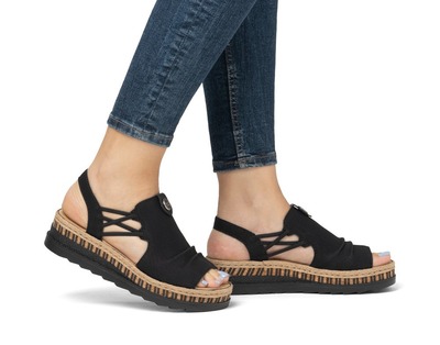 RIEKER V7972-00 black, dámské sandály vel.41