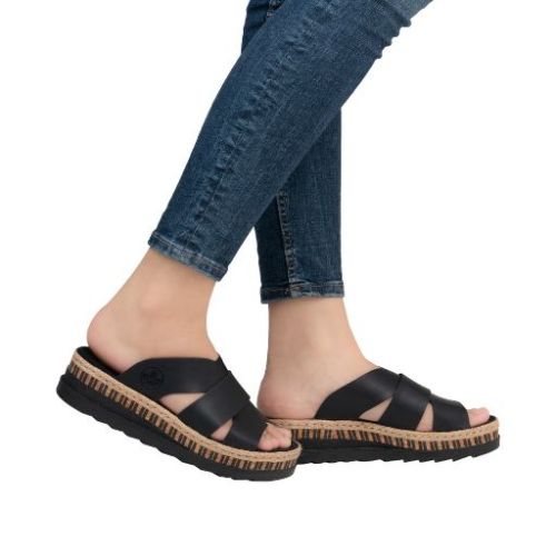 RIEKER V7989-00 black, dámské pantofle vel.40