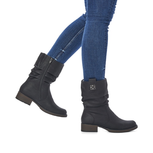 RIEKER Z9583-00 black, dámské polokozačky