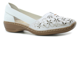 RIEKER 41356-80 white, dámské mokasíny