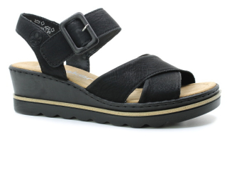 RIEKER 67463-00 black, dámské sandály