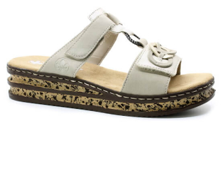 RIEKER 62936-60 beige, dámské pantofle